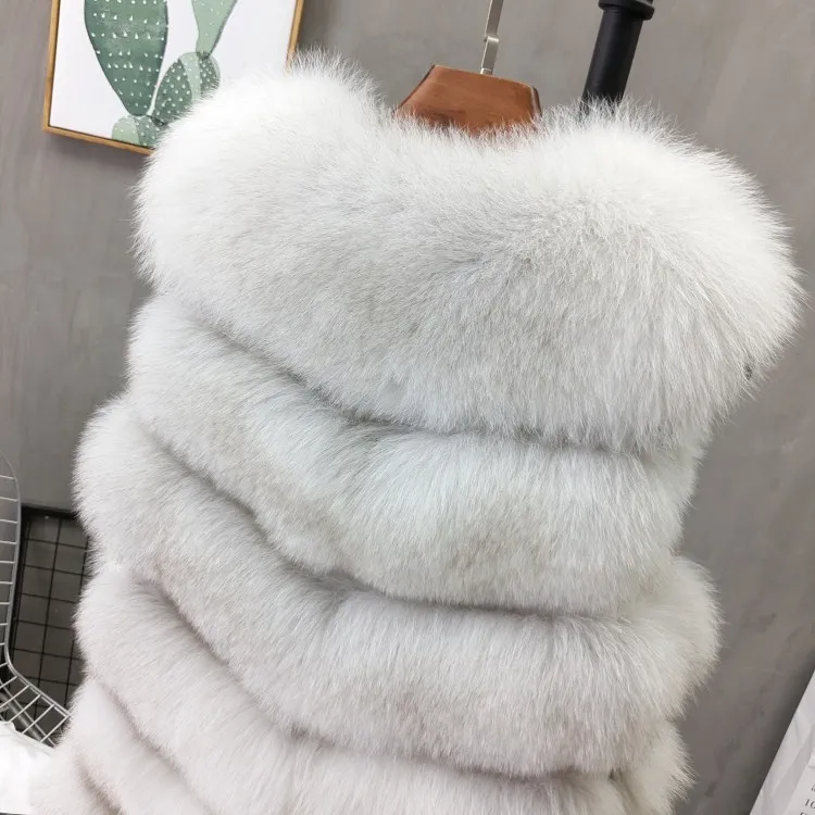 Women Natural Real Fox Fur Vest Autumn Winter Ladies 6 Strips Gilet Sleeveless Genuine Fur Coat Female Real Fur Vest Waistcoat