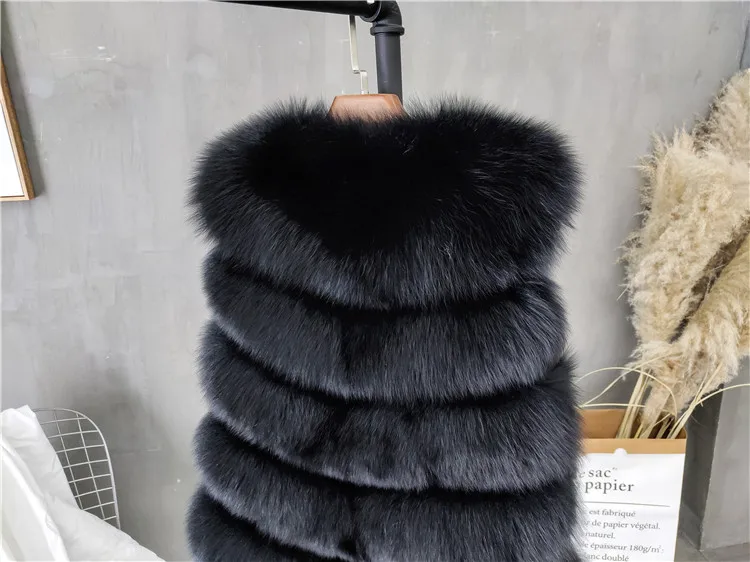 Women Natural Real Fox Fur Vest Autumn Winter Ladies 6 Strips Gilet Sleeveless Genuine Fur Coat Female Real Fur Vest Waistcoat