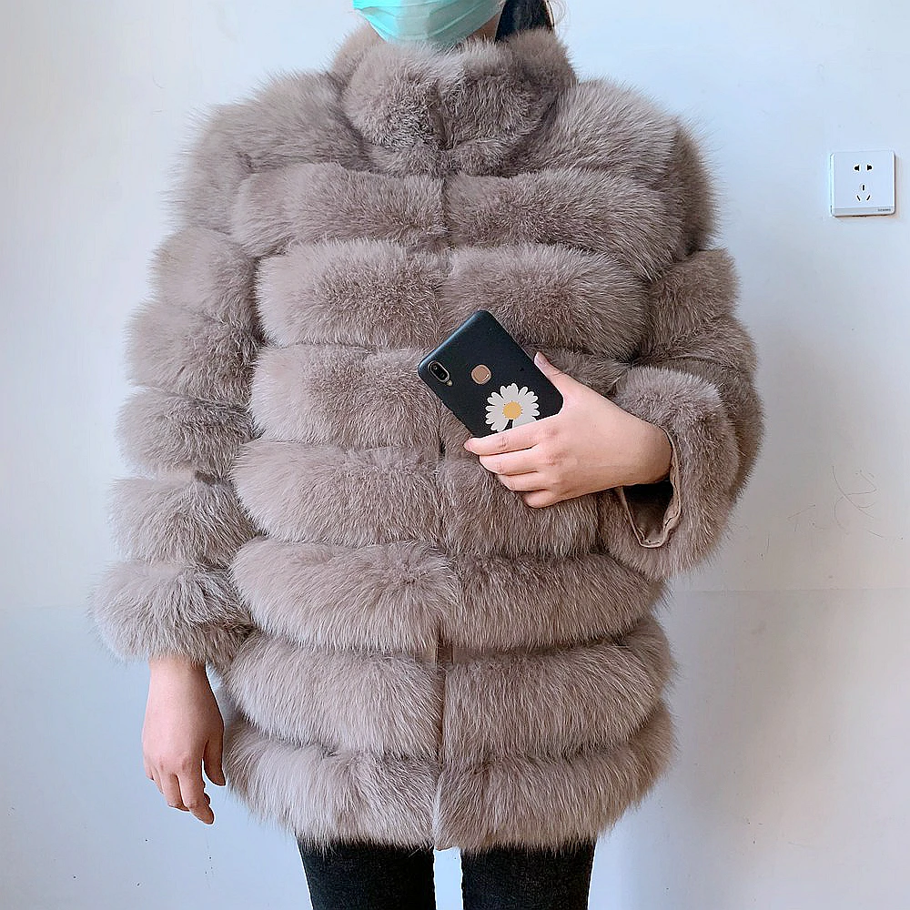 100% New Fast Shipping New Fashion Women Fashion Real Natural Fox Fur Long Coat true fur coat and stylish natural fox fur jacke
