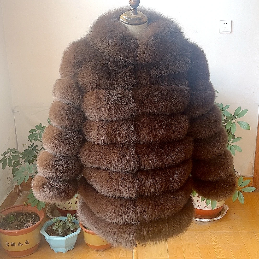 100% New Fast Shipping New Fashion Women Fashion Real Natural Fox Fur Long Coat true fur coat and stylish natural fox fur jacke