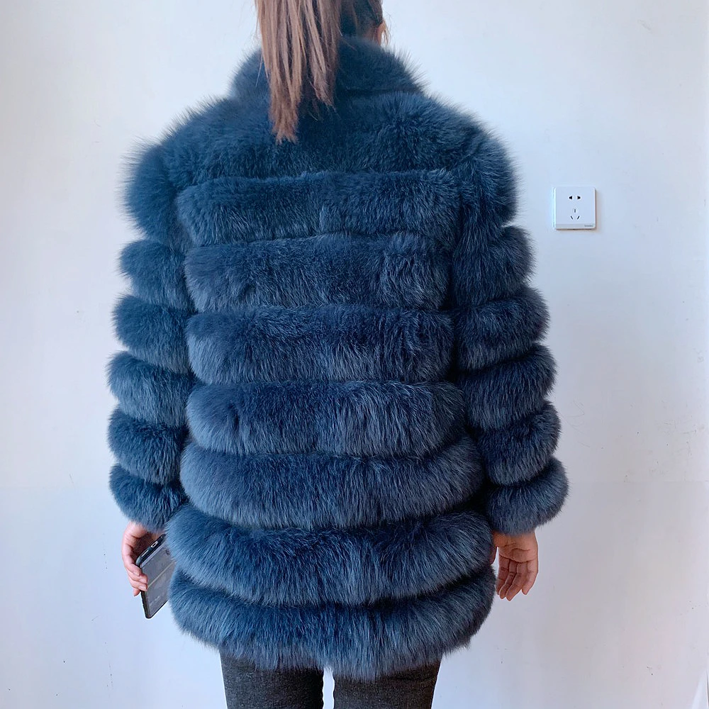 100% New Fast Shipping New Fashion Women Fashion Real Natural Fox Fur Long Coat true fur coat and stylish natural fox fur jacke