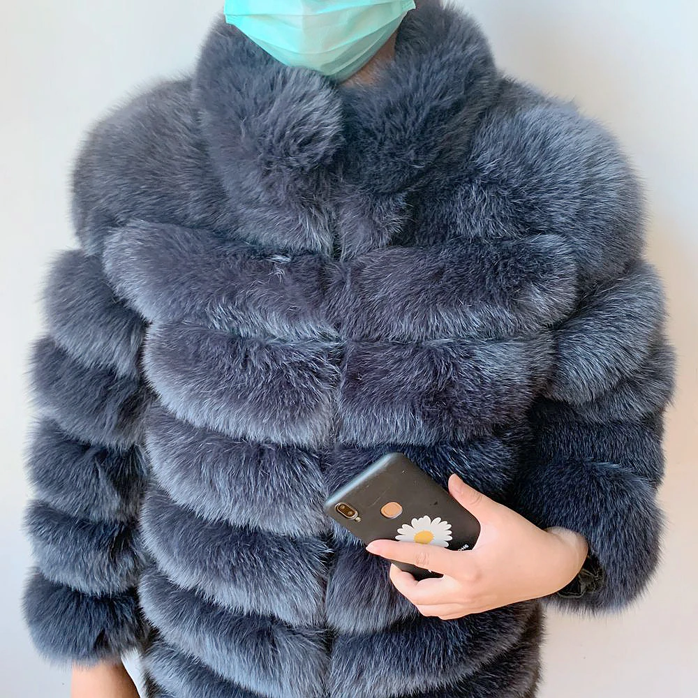 100% New Fast Shipping New Fashion Women Fashion Real Natural Fox Fur Long Coat true fur coat and stylish natural fox fur jacke
