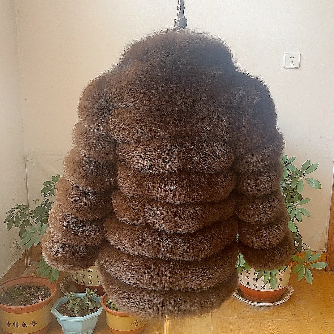 100% New Fast Shipping New Fashion Women Fashion Real Natural Fox Fur Long Coat true fur coat and stylish natural fox fur jacke