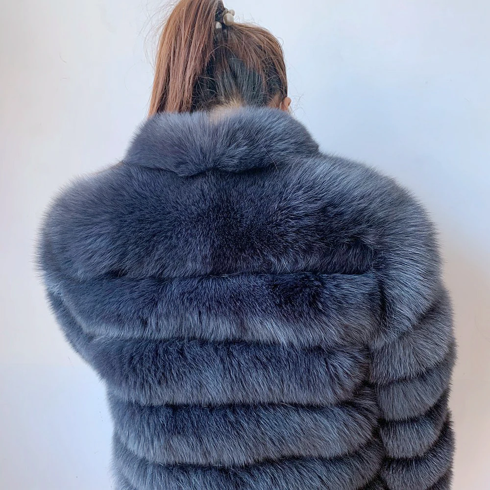 100% New Fast Shipping New Fashion Women Fashion Real Natural Fox Fur Long Coat true fur coat and stylish natural fox fur jacke