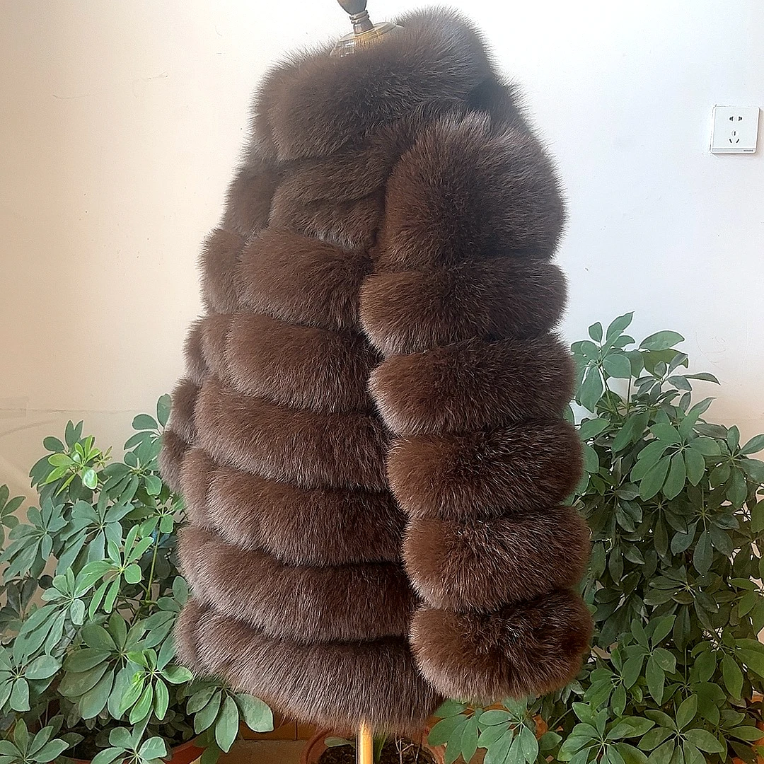 100% New Fast Shipping New Fashion Women Fashion Real Natural Fox Fur Long Coat true fur coat and stylish natural fox fur jacke