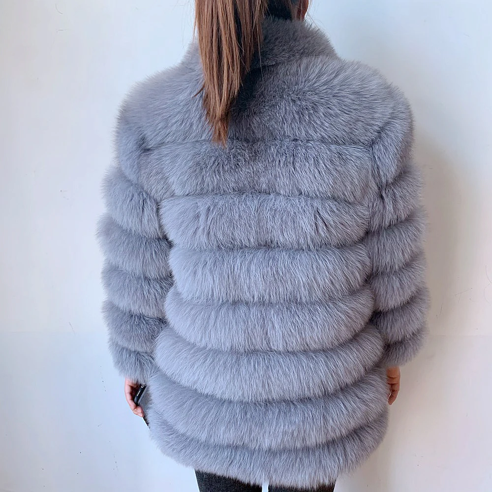 100% New Fast Shipping New Fashion Women Fashion Real Natural Fox Fur Long Coat true fur coat and stylish natural fox fur jacke
