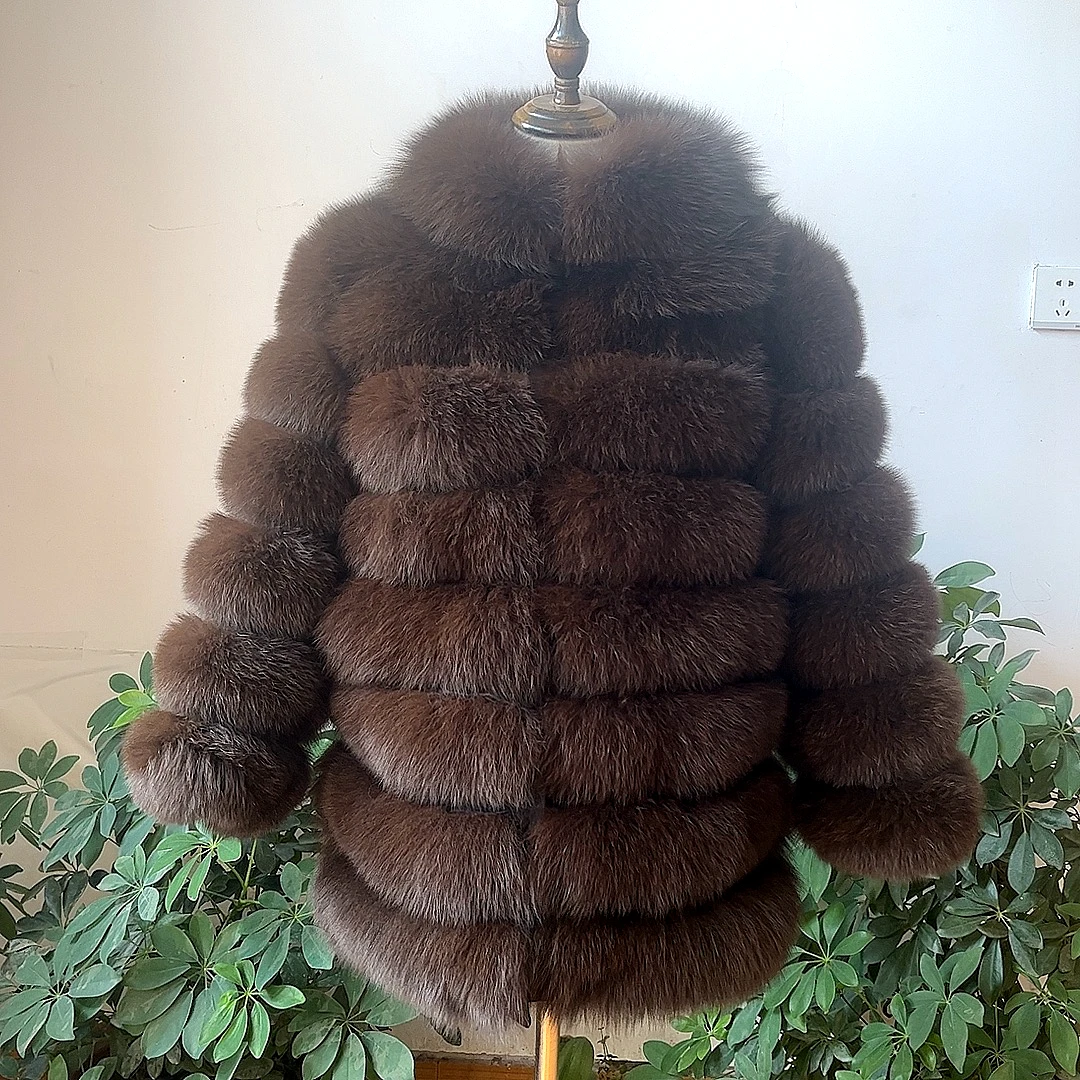 100% New Fast Shipping New Fashion Women Fashion Real Natural Fox Fur Long Coat true fur coat and stylish natural fox fur jacke