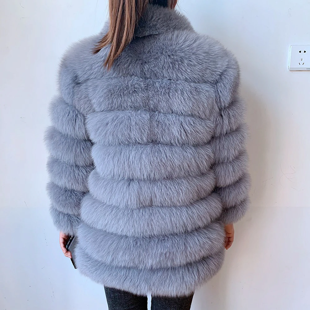 100% New Fast Shipping New Fashion Women Fashion Real Natural Fox Fur Long Coat true fur coat and stylish natural fox fur jacke