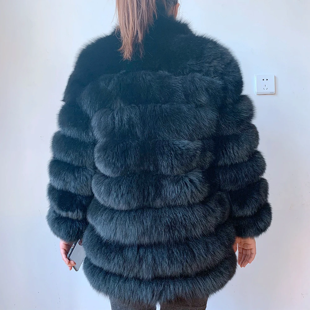 100% New Fast Shipping New Fashion Women Fashion Real Natural Fox Fur Long Coat true fur coat and stylish natural fox fur jacke