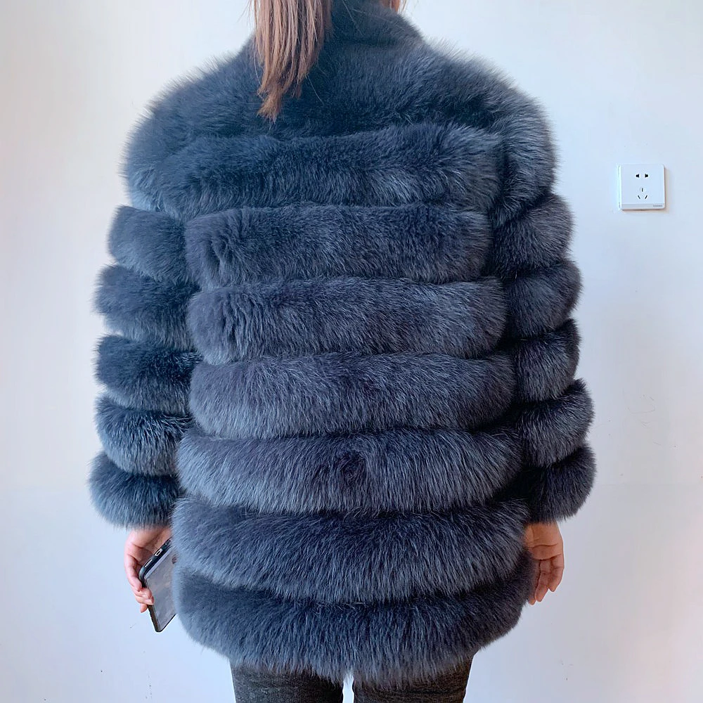 100% New Fast Shipping New Fashion Women Fashion Real Natural Fox Fur Long Coat true fur coat and stylish natural fox fur jacke