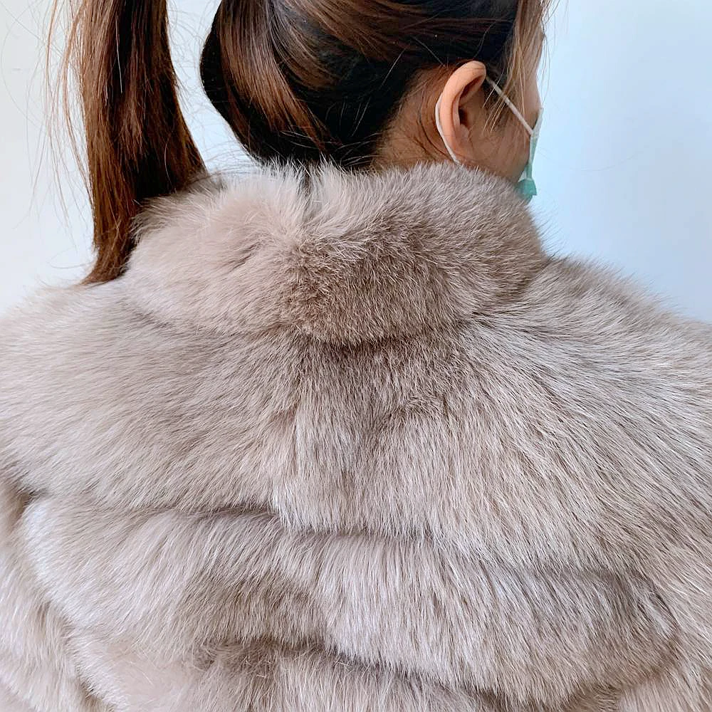 100% New Fast Shipping New Fashion Women Fashion Real Natural Fox Fur Long Coat true fur coat and stylish natural fox fur jacke