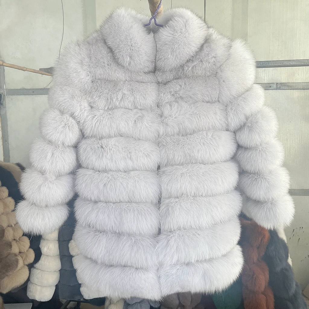 100% New Fast Shipping New Fashion Women Fashion Real Natural Fox Fur Long Coat true fur coat and stylish natural fox fur jacke