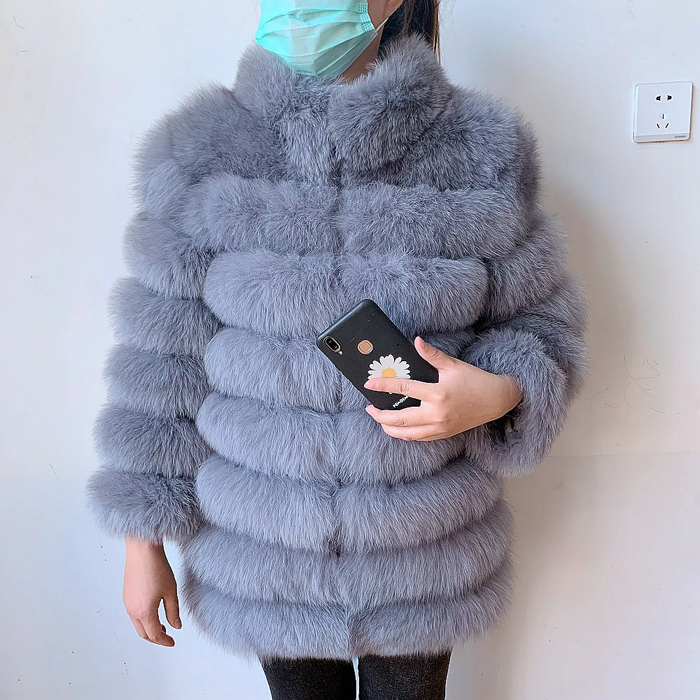 100% New Fast Shipping New Fashion Women Fashion Real Natural Fox Fur Long Coat true fur coat and stylish natural fox fur jacke