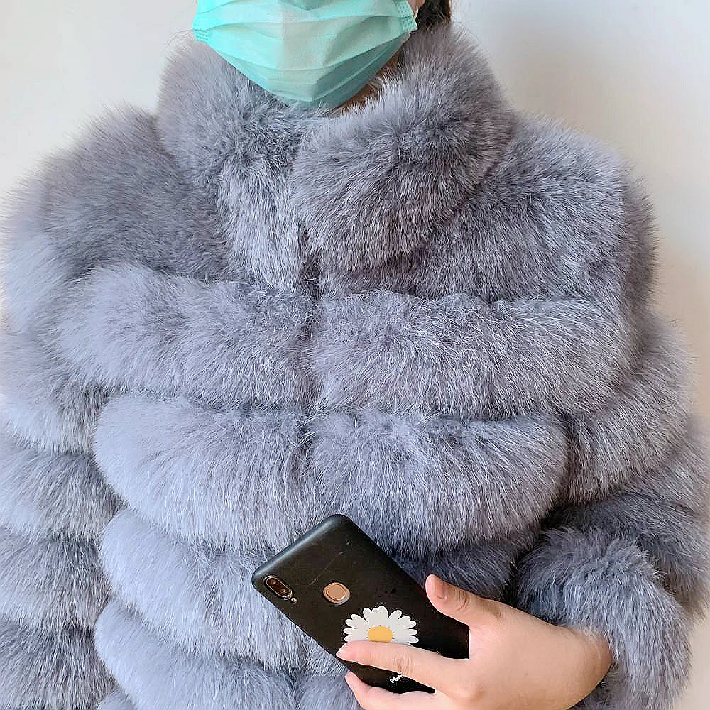 100% New Fast Shipping New Fashion Women Fashion Real Natural Fox Fur Long Coat true fur coat and stylish natural fox fur jacke