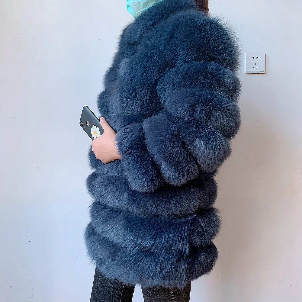 100% New Fast Shipping New Fashion Women Fashion Real Natural Fox Fur Long Coat true fur coat and stylish natural fox fur jacke