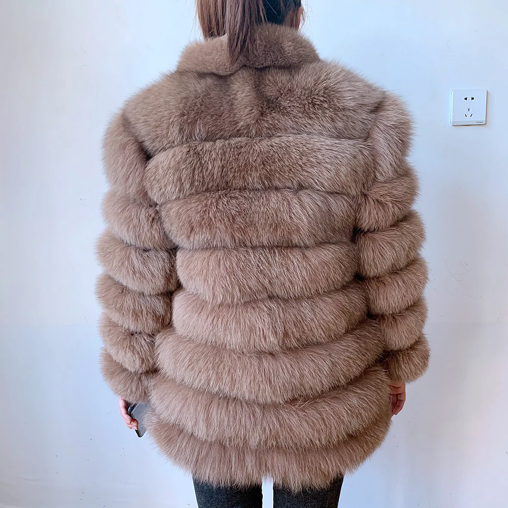 100% New Fast Shipping New Fashion Women Fashion Real Natural Fox Fur Long Coat true fur coat and stylish natural fox fur jacke