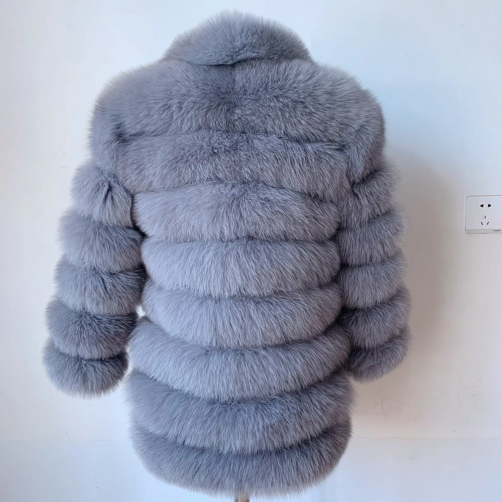 100% New Fast Shipping New Fashion Women Fashion Real Natural Fox Fur Long Coat true fur coat and stylish natural fox fur jacke