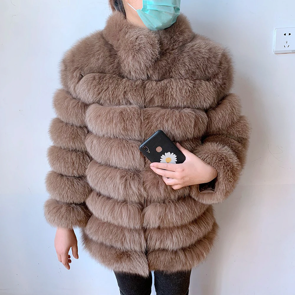 100% New Fast Shipping New Fashion Women Fashion Real Natural Fox Fur Long Coat true fur coat and stylish natural fox fur jacke