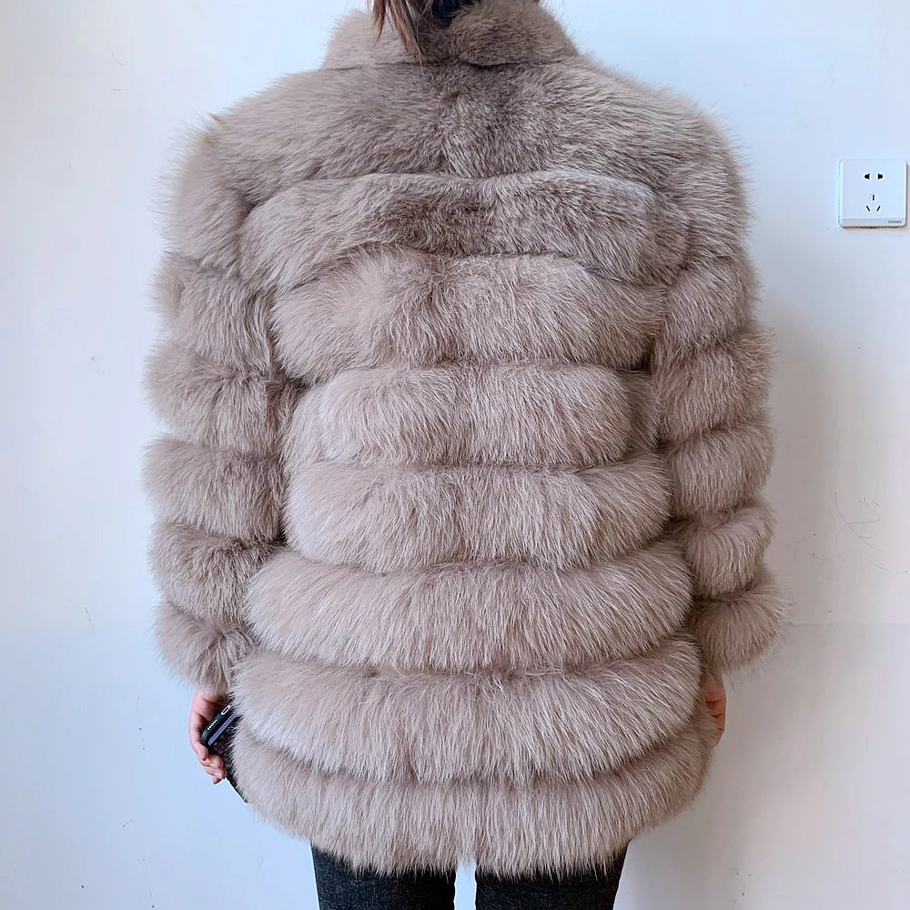 100% New Fast Shipping New Fashion Women Fashion Real Natural Fox Fur Long Coat true fur coat and stylish natural fox fur jacke