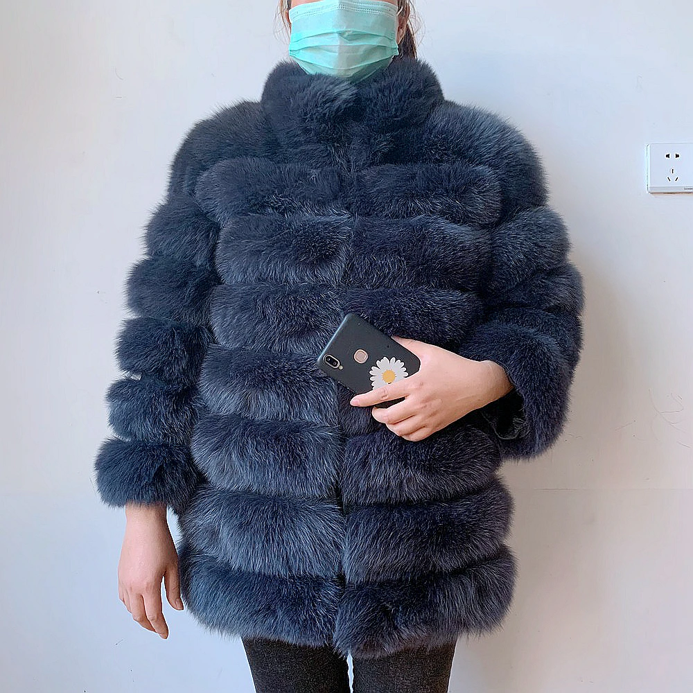 100% New Fast Shipping New Fashion Women Fashion Real Natural Fox Fur Long Coat true fur coat and stylish natural fox fur jacke