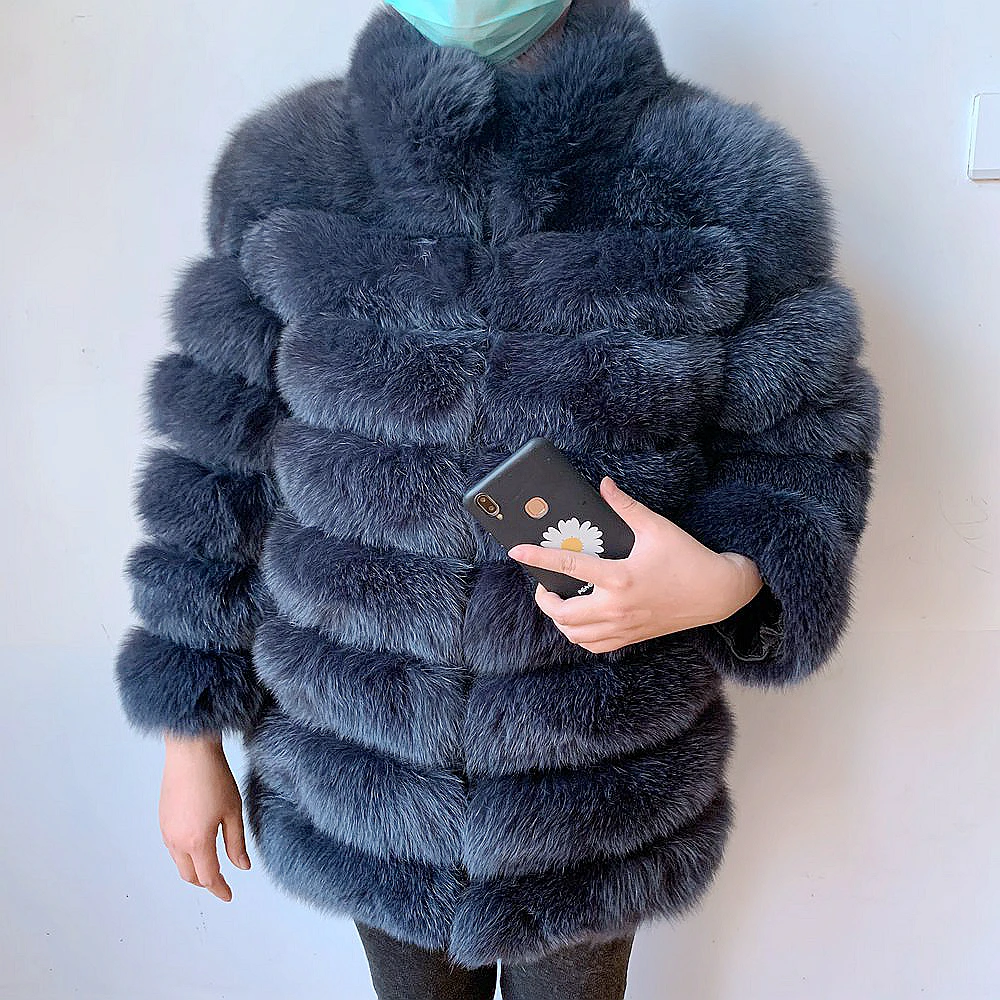 100% New Fast Shipping New Fashion Women Fashion Real Natural Fox Fur Long Coat true fur coat and stylish natural fox fur jacke