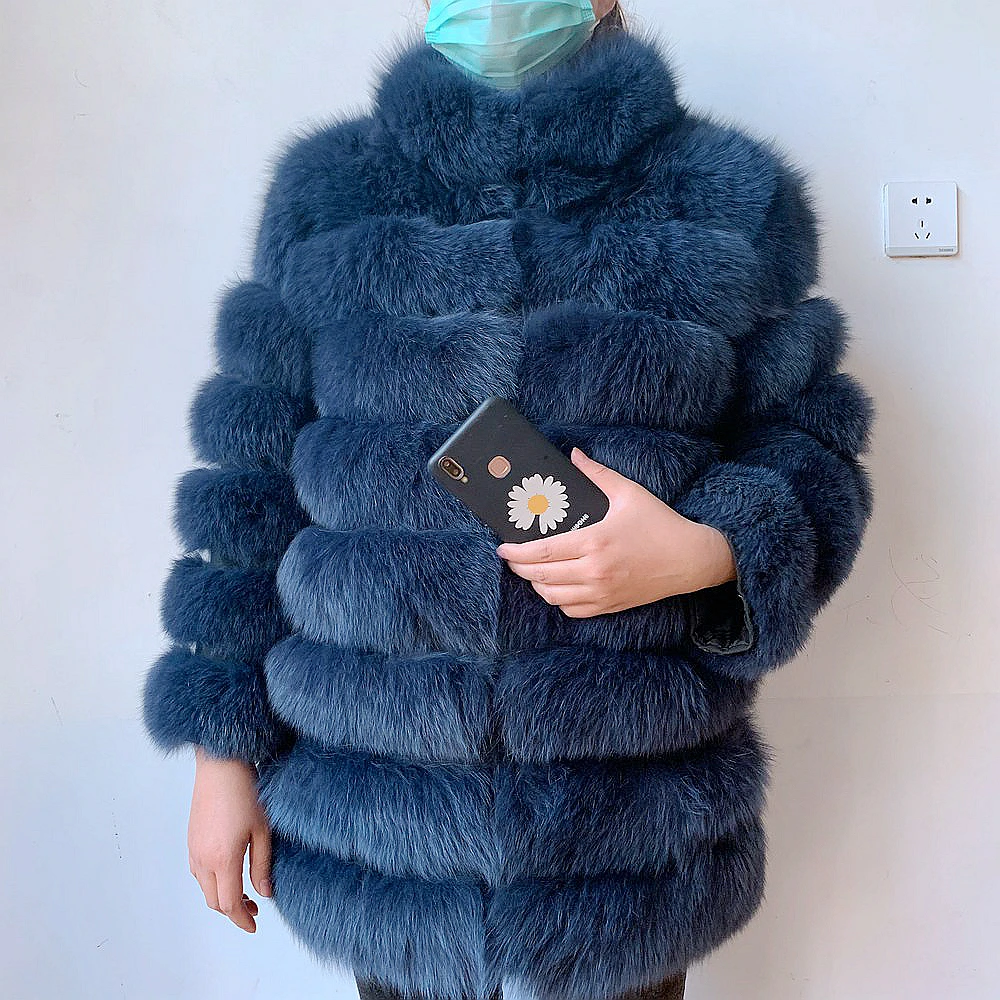 100% New Fast Shipping New Fashion Women Fashion Real Natural Fox Fur Long Coat true fur coat and stylish natural fox fur jacke