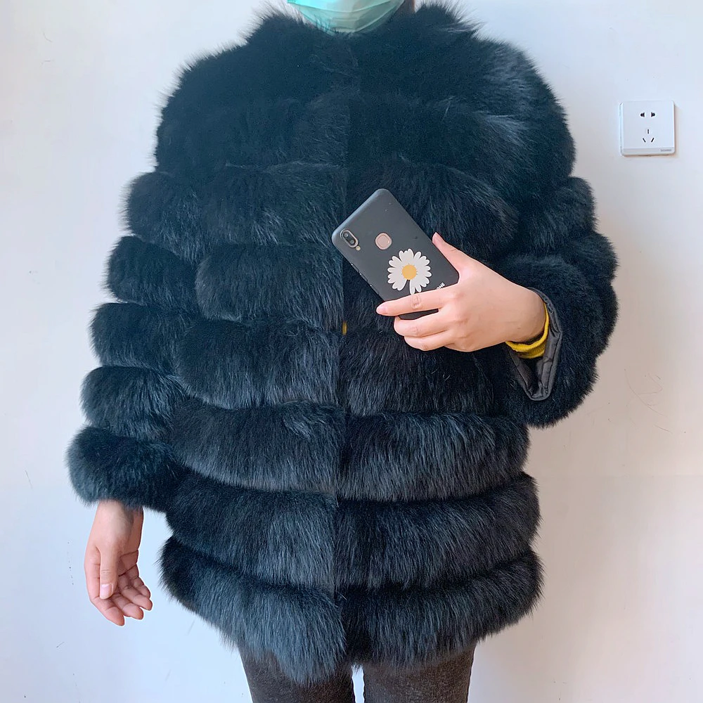 100% New Fast Shipping New Fashion Women Fashion Real Natural Fox Fur Long Coat true fur coat and stylish natural fox fur jacke