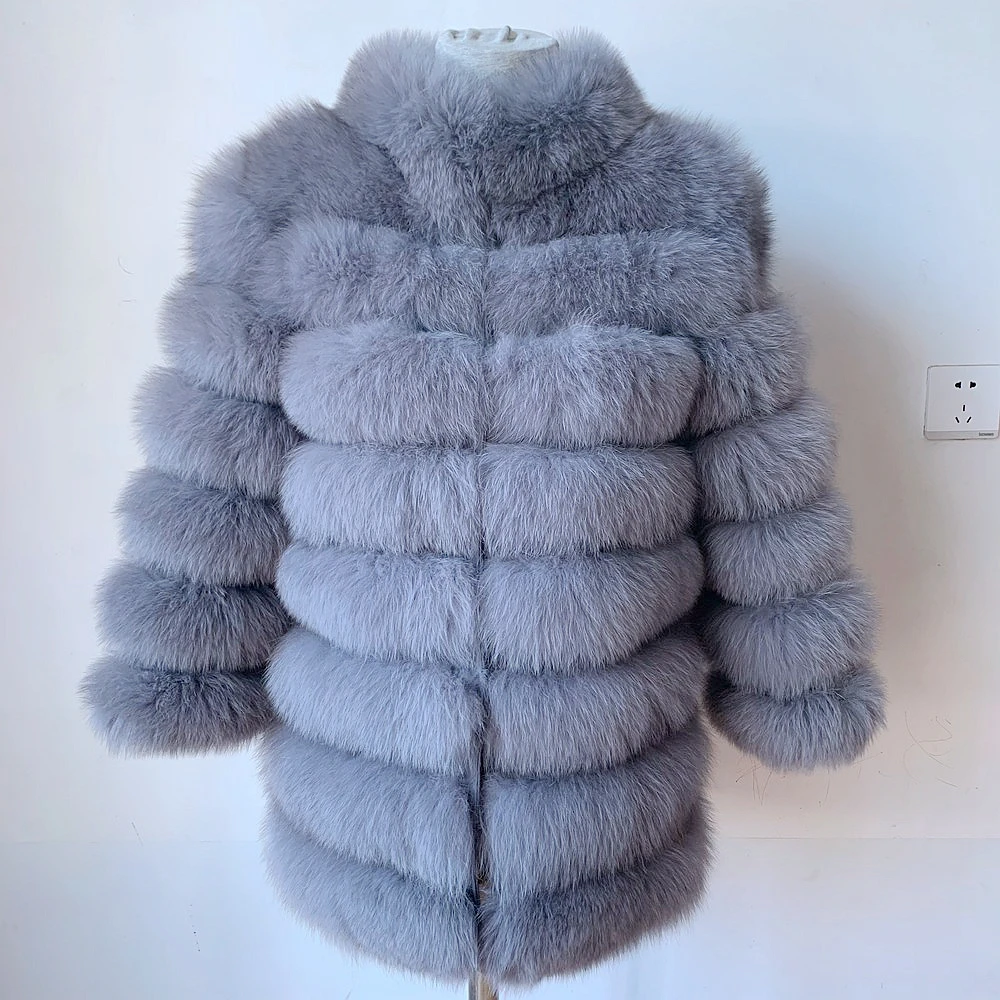 100% New Fast Shipping New Fashion Women Fashion Real Natural Fox Fur Long Coat true fur coat and stylish natural fox fur jacke
