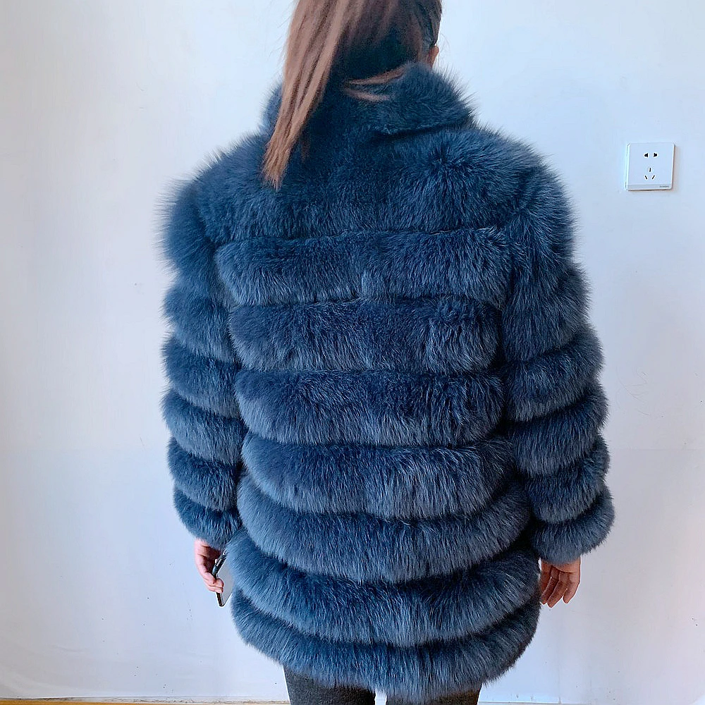 100% New Fast Shipping New Fashion Women Fashion Real Natural Fox Fur Long Coat true fur coat and stylish natural fox fur jacke