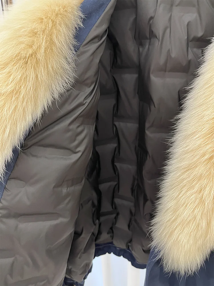 2025 New Fashion Winter Natural Real Fox Fur Collar Goose Down Parkas Jackets Womens Luxury Clothing