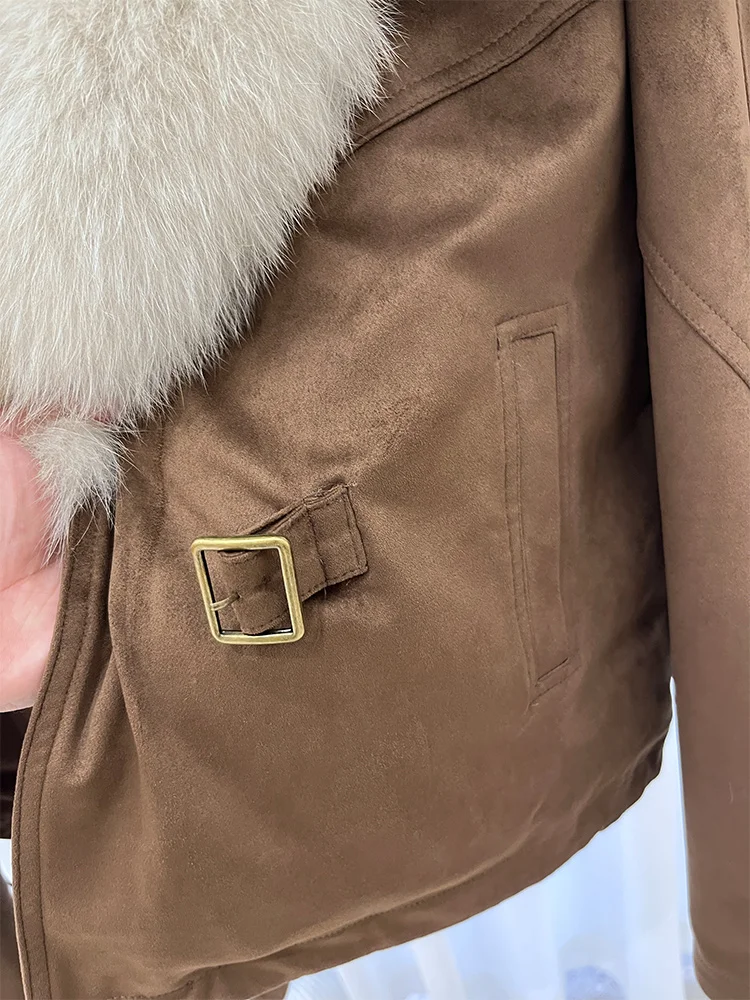 2025 New Fashion Winter Natural Real Fox Fur Collar Goose Down Parkas Jackets Womens Luxury Clothing