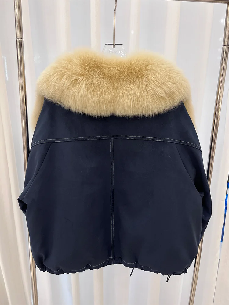 2025 New Fashion Winter Natural Real Fox Fur Collar Goose Down Parkas Jackets Womens Luxury Clothing
