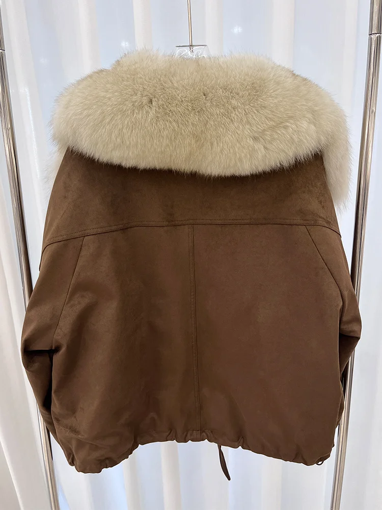 2025 New Fashion Winter Natural Real Fox Fur Collar Goose Down Parkas Jackets Womens Luxury Clothing
