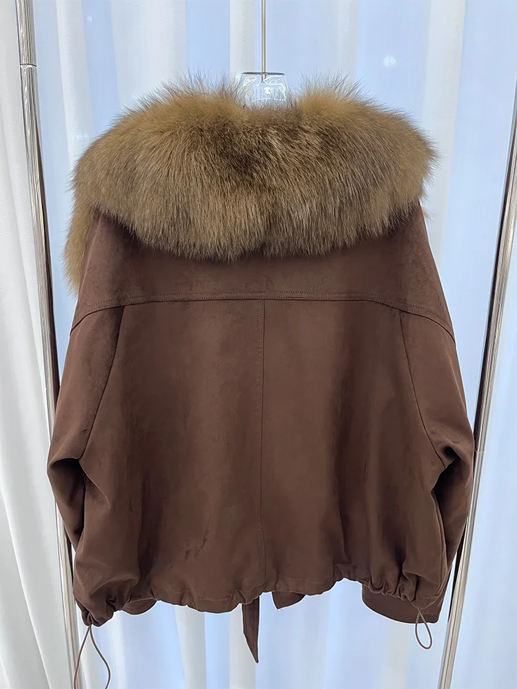 2025 New Fashion Winter Natural Real Fox Fur Collar Goose Down Parkas Jackets Womens Luxury Clothing