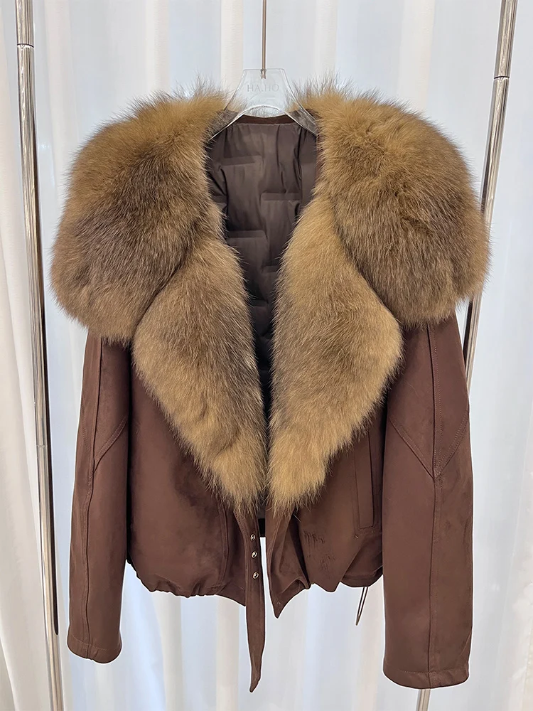 2025 New Fashion Winter Natural Real Fox Fur Collar Goose Down Parkas Jackets Womens Luxury Clothing