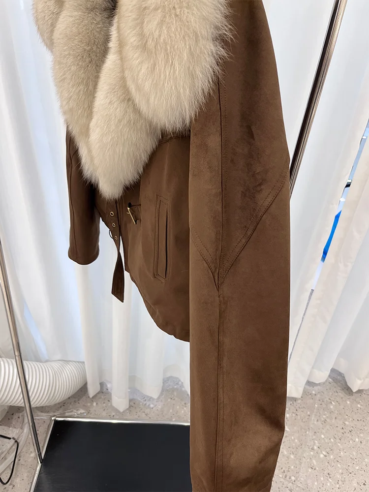 2025 New Fashion Winter Natural Real Fox Fur Collar Goose Down Parkas Jackets Womens Luxury Clothing