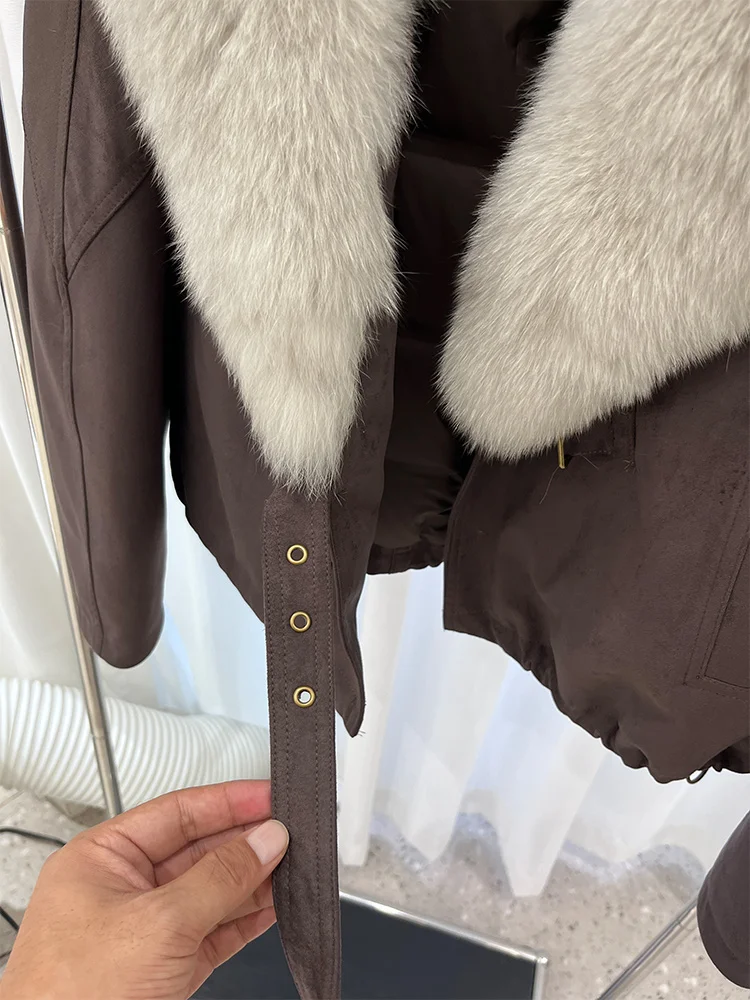 2025 New Fashion Winter Natural Real Fox Fur Collar Goose Down Parkas Jackets Womens Luxury Clothing