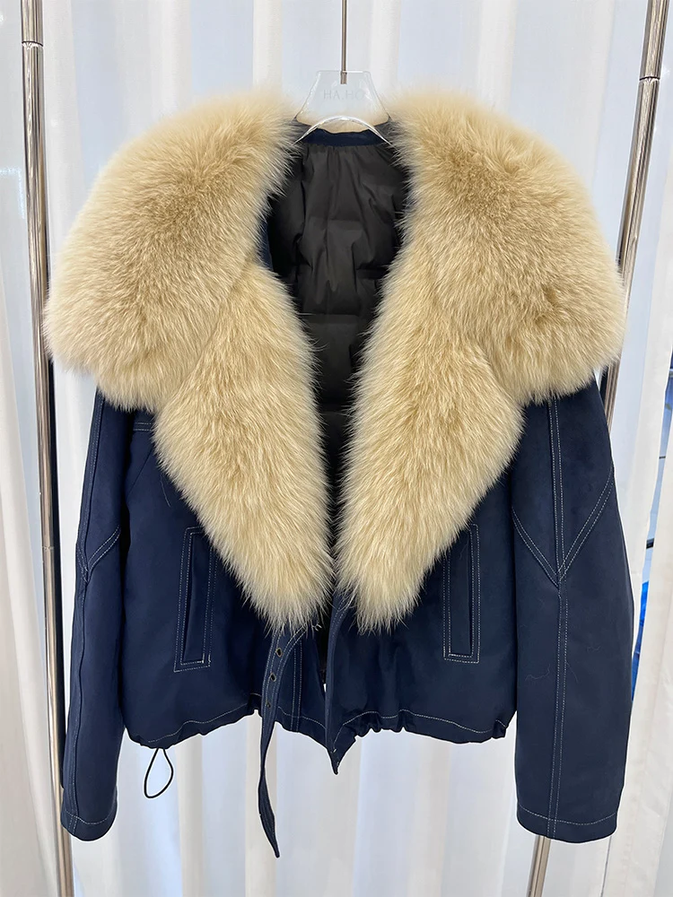 2025 New Fashion Winter Natural Real Fox Fur Collar Goose Down Parkas Jackets Womens Luxury Clothing