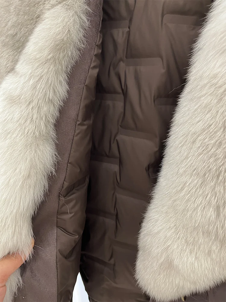 2025 New Fashion Winter Natural Real Fox Fur Collar Goose Down Parkas Jackets Womens Luxury Clothing