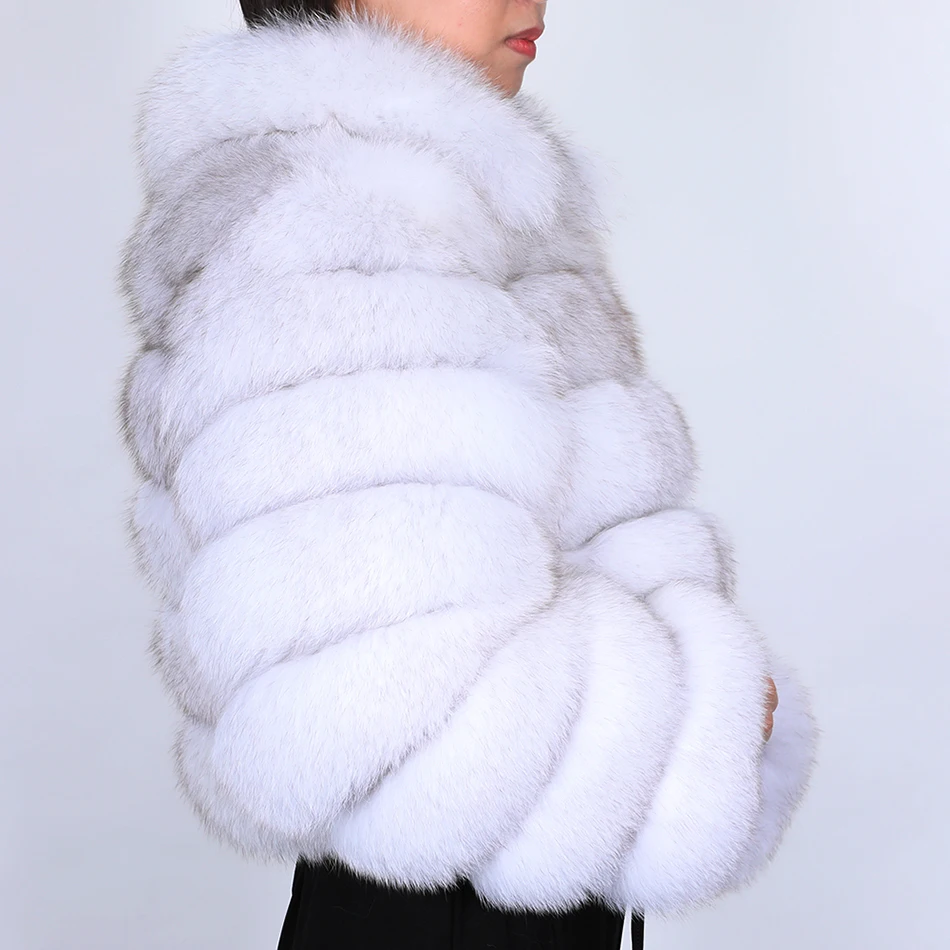 2026 Maomaokong White Real Fur Jacket Women Winter Short Natural Fox Fur Lady Zipper Fur Coat Female Warm Jacket with Collar