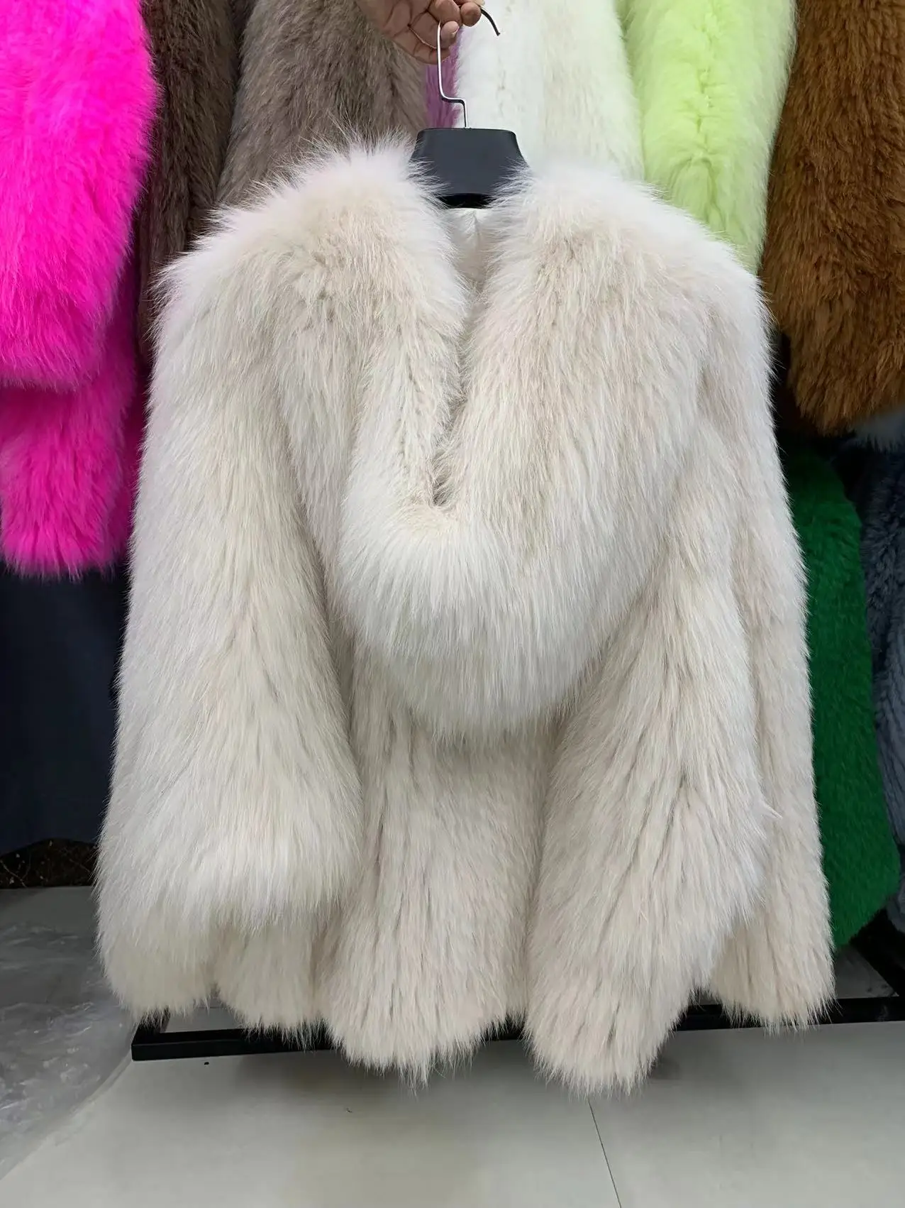 FURTJY New Style Jackets Autumn Winter Luxury Knitted Fur Coat Women Double Long Sleeve Woven Liner Fashion Real Fox Fur Coat