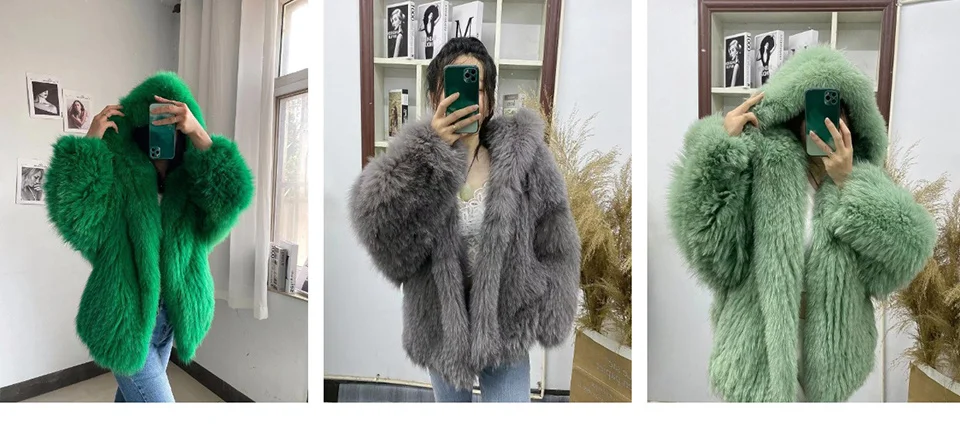 FURTJY New Style Jackets Autumn Winter Luxury Knitted Fur Coat Women Double Long Sleeve Woven Liner Fashion Real Fox Fur Coat