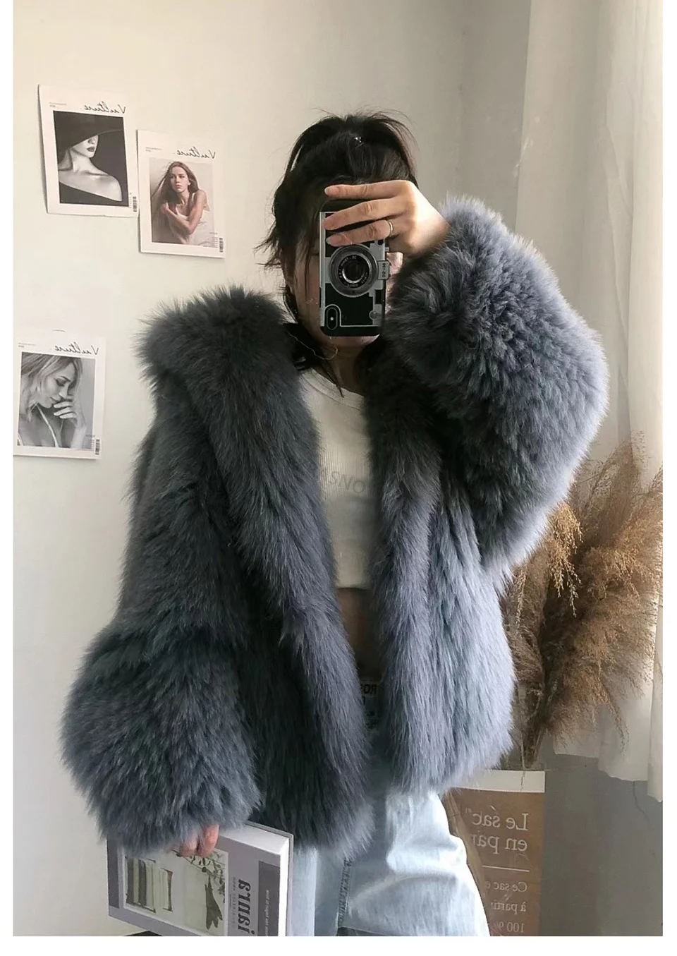FURTJY New Style Jackets Autumn Winter Luxury Knitted Fur Coat Women Double Long Sleeve Woven Liner Fashion Real Fox Fur Coat