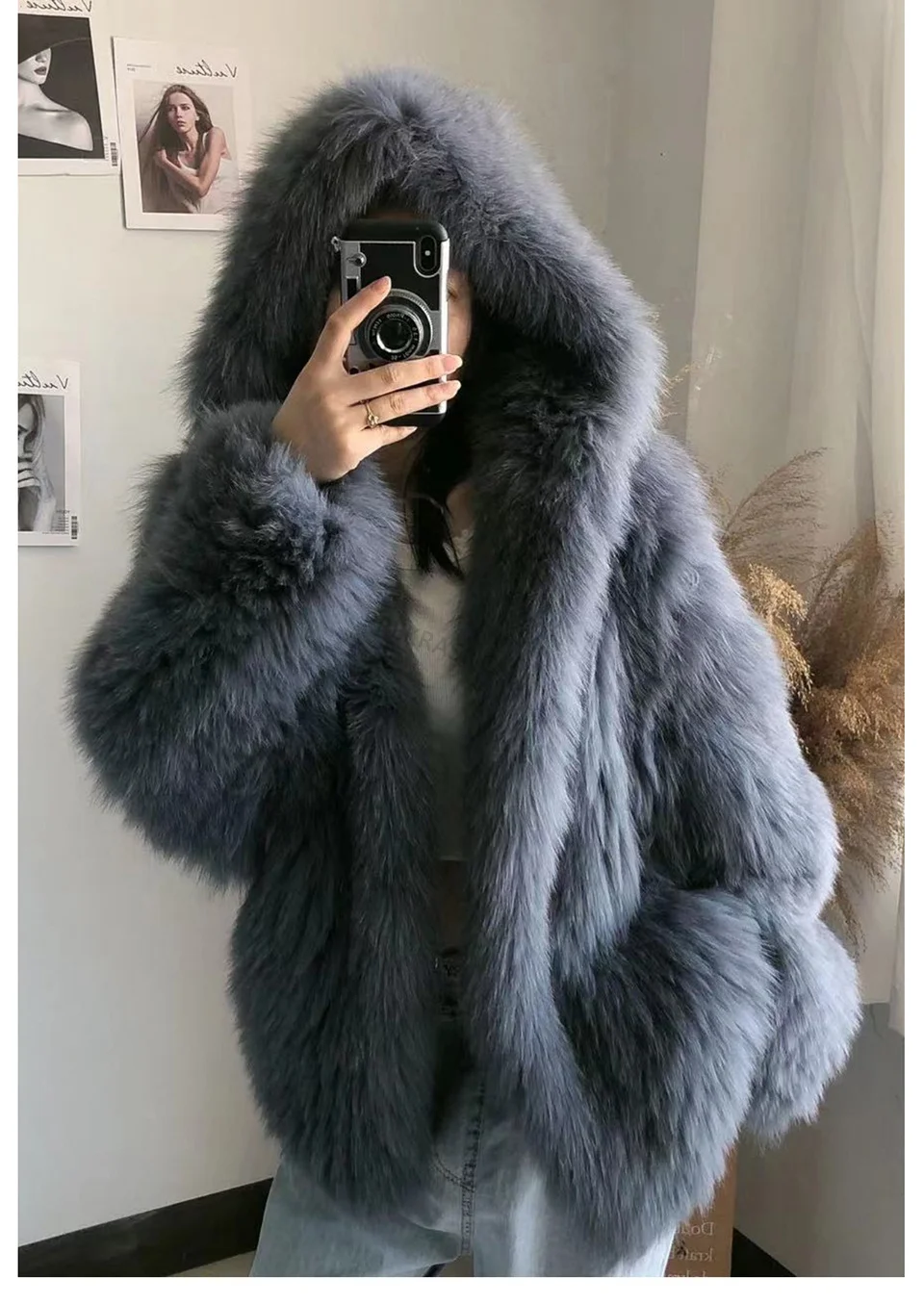 FURTJY New Style Jackets Autumn Winter Luxury Knitted Fur Coat Women Double Long Sleeve Woven Liner Fashion Real Fox Fur Coat
