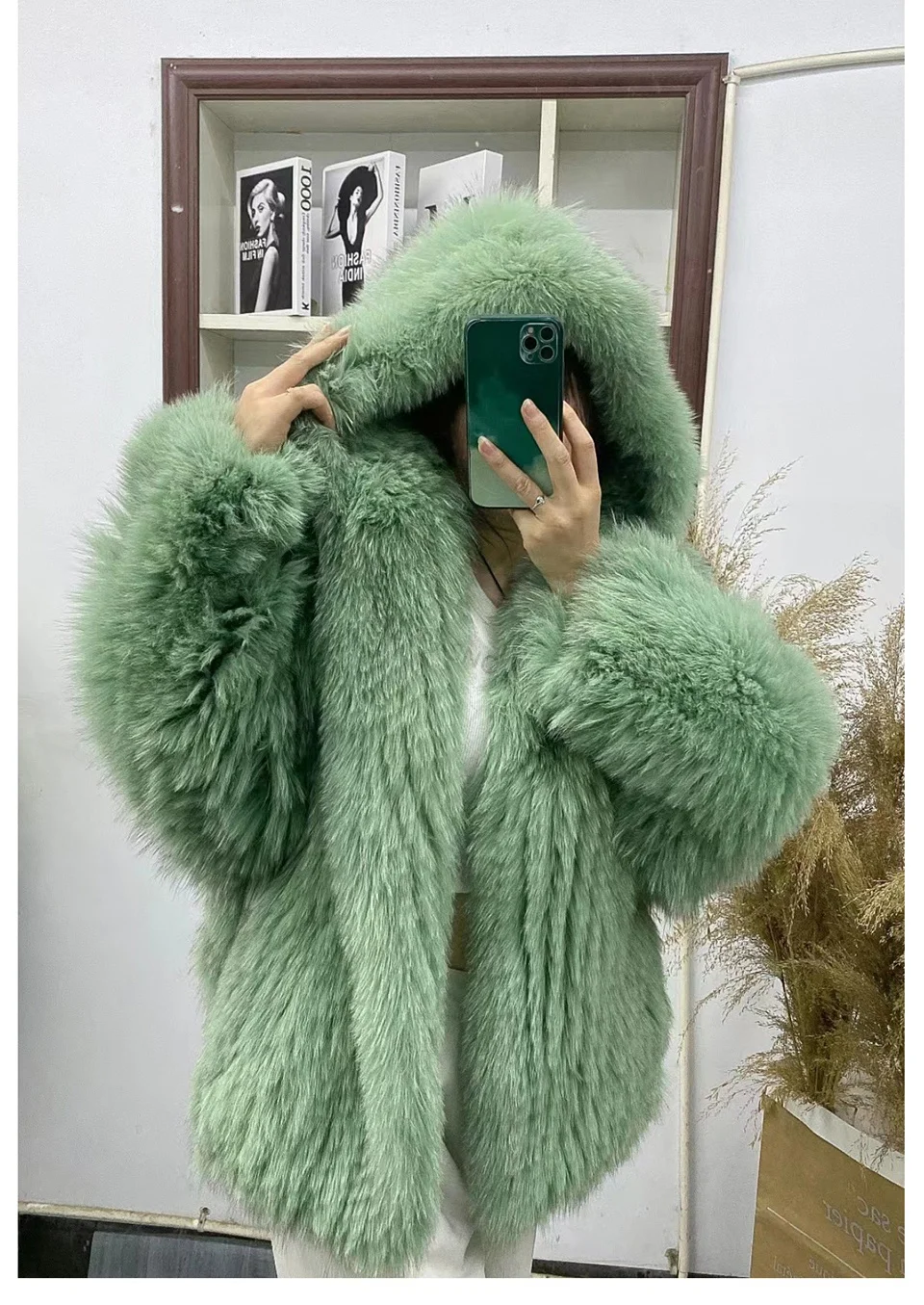 FURTJY New Style Jackets Autumn Winter Luxury Knitted Fur Coat Women Double Long Sleeve Woven Liner Fashion Real Fox Fur Coat