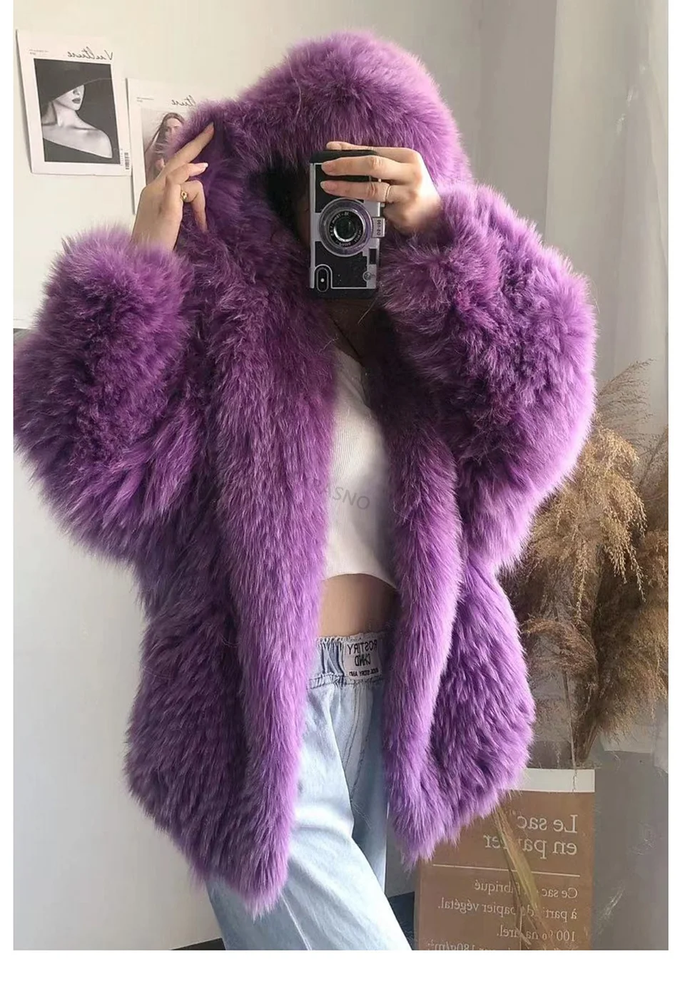 FURTJY New Style Jackets Autumn Winter Luxury Knitted Fur Coat Women Double Long Sleeve Woven Liner Fashion Real Fox Fur Coat