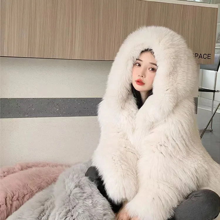 FURTJY New Style Jackets Autumn Winter Luxury Knitted Fur Coat Women Double Long Sleeve Woven Liner Fashion Real Fox Fur Coat