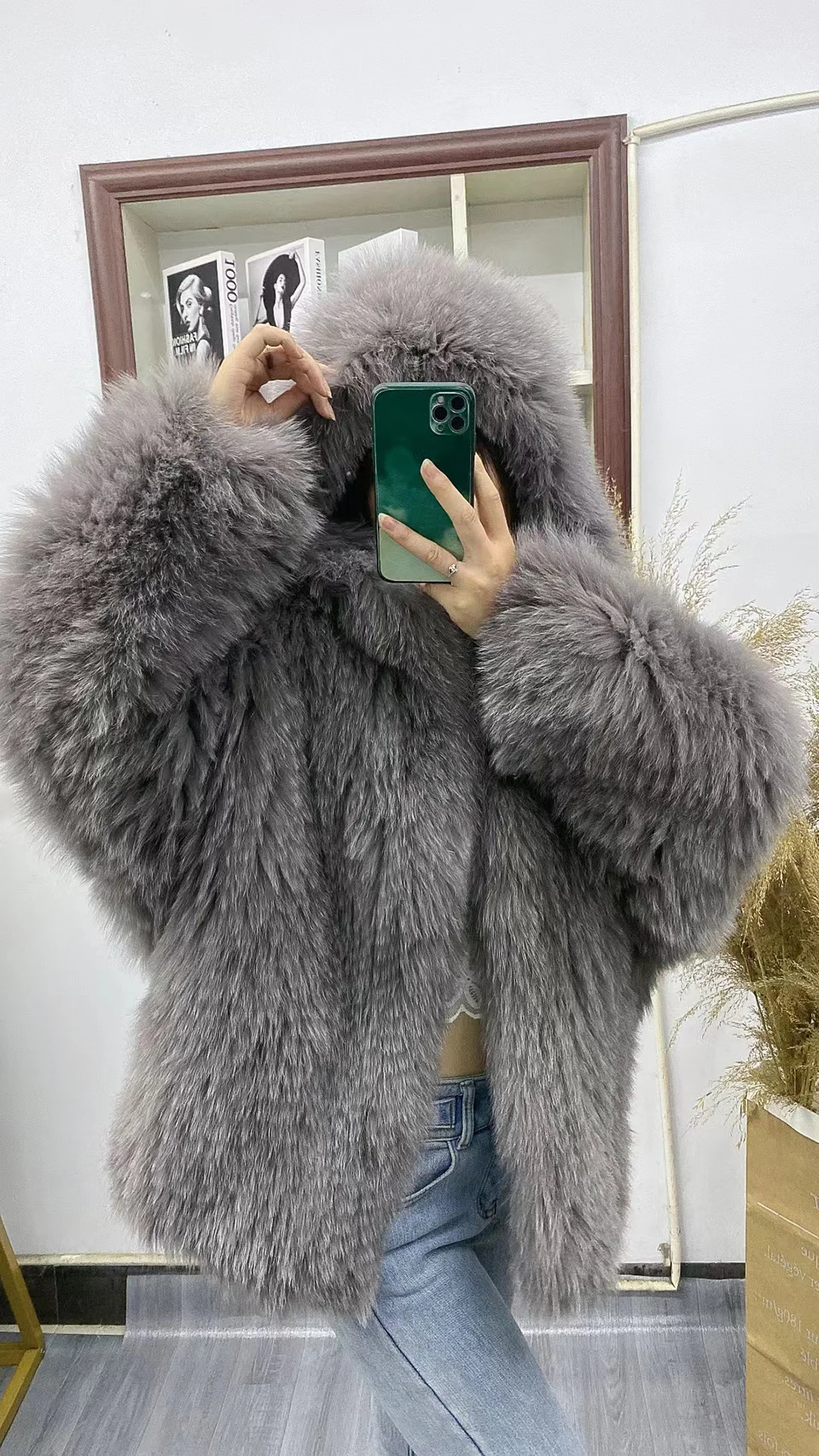 FURTJY New Style Jackets Autumn Winter Luxury Knitted Fur Coat Women Double Long Sleeve Woven Liner Fashion Real Fox Fur Coat