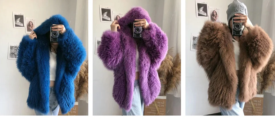 FURTJY New Style Jackets Autumn Winter Luxury Knitted Fur Coat Women Double Long Sleeve Woven Liner Fashion Real Fox Fur Coat