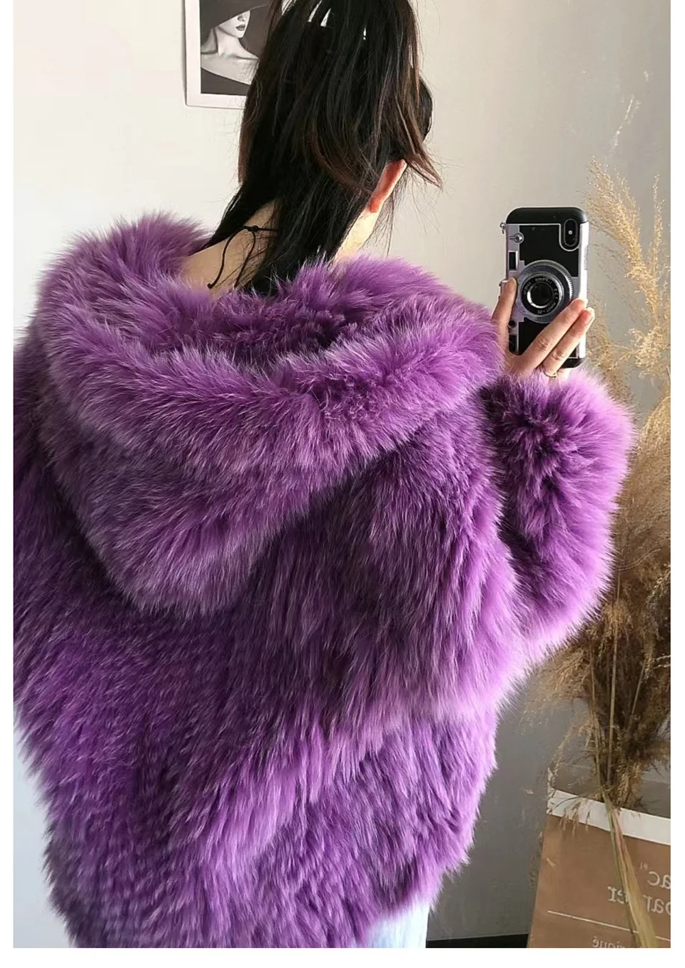 FURTJY New Style Jackets Autumn Winter Luxury Knitted Fur Coat Women Double Long Sleeve Woven Liner Fashion Real Fox Fur Coat